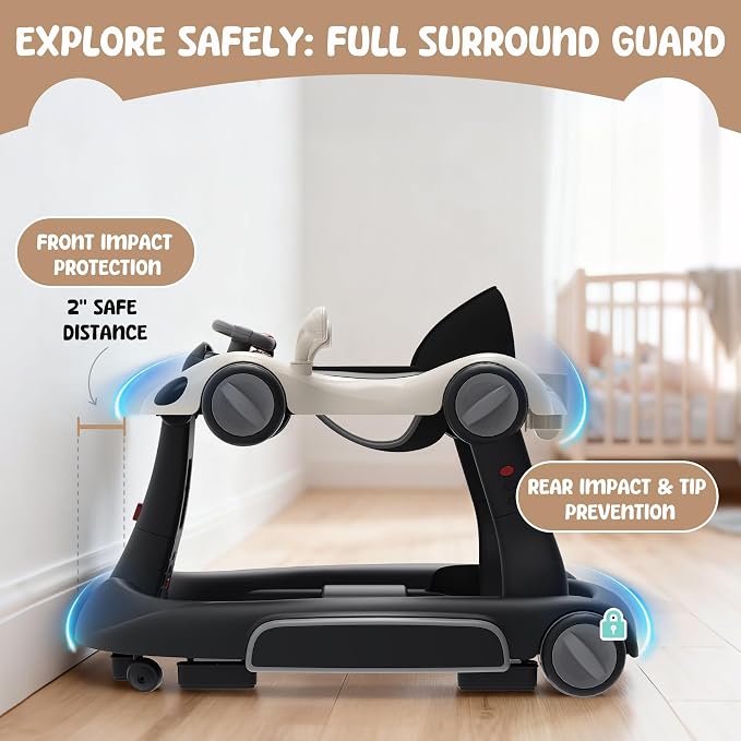6-in-1 Foldable Baby Walker Activity Center Bouncer Rocker 6-18 Mons