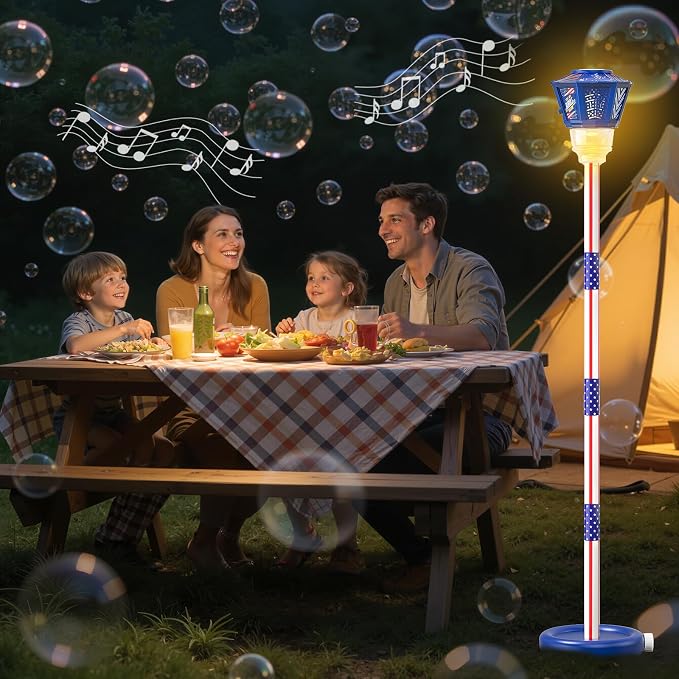 Bubble Machine for Kids Bubble Blower Maker with Lights and Music Automatic Bubble Stand Machine for Parties Birthday Wedding Toddlers Kid Summer Outdoor Toys (Blue)
