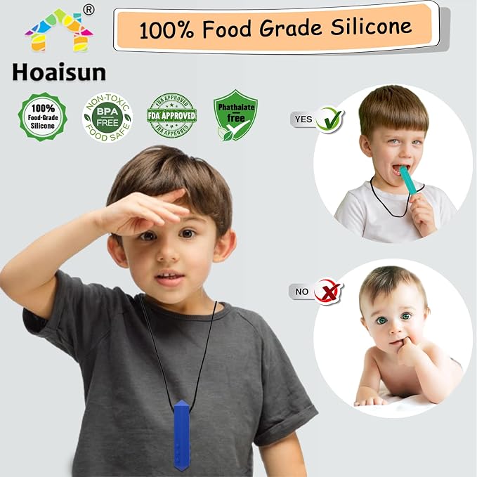 Chewy Necklace Sensory Boys and Girls, 8 Pack Sensory Chew Necklaces for Kids with Autism, ADHD, SPD, Anxiety, Teething, Silicone Oral Motor Therapy Tools Reduce Adults Chewing, Biting