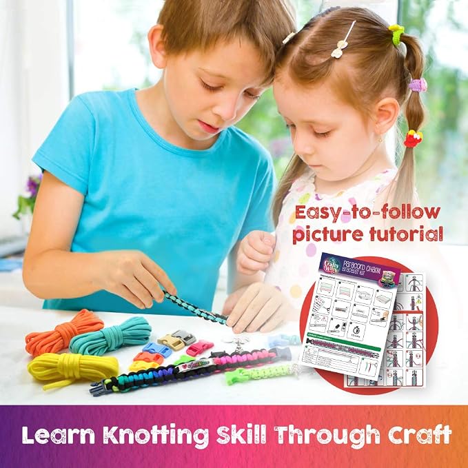 Glittery Garden Paracord Bracelet Making Kit with Charms. Art & Craft Gift | Make Your Own Friendship & Fashion Jewelry for Birthday, Camp & Project Activity for Girls Ages 8-12