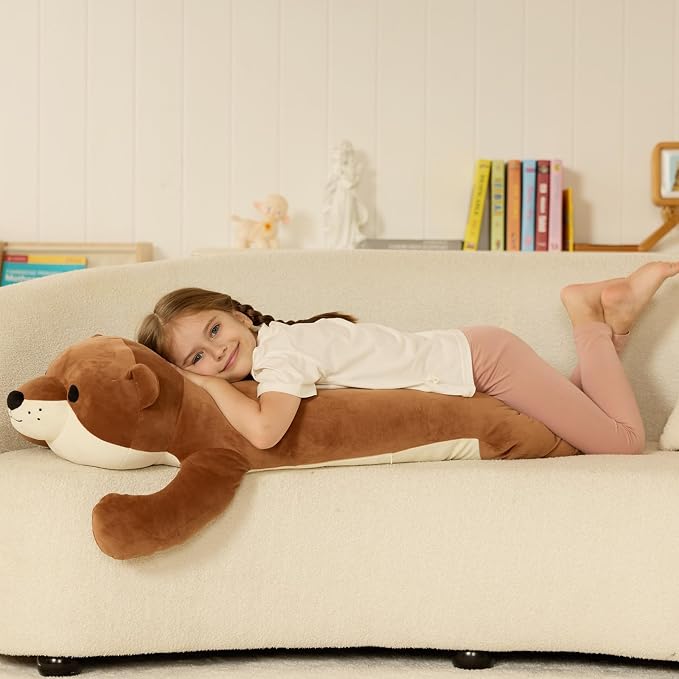 Tezituor 43.3 inch Giant Otter Stuffed Animals, Soft Sea Otter Long Plush Body Pillow for Sleeping Hugging Wildlife Animals Ester Birthday Gift for Boys Girls