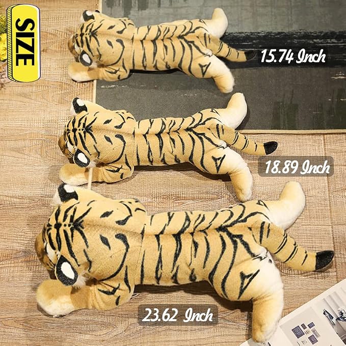 Tiger Stuffed Animals, 19" Large Stuffed Tiger Plush Toys Safari Cute Realistic Tiger Stuffy Soft Pillow Jungle Birthday Graduation Gifts for Kids Boys Girls
