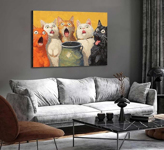Paint by Numbers for Adults and Kids Beginner, Surprised Cats Painting by Number Kits On Canvas, Number Artist Paint by Number Kit DIY Oil Painting Acrylic Paints, Home Wall Decor Gift 12X16 inch