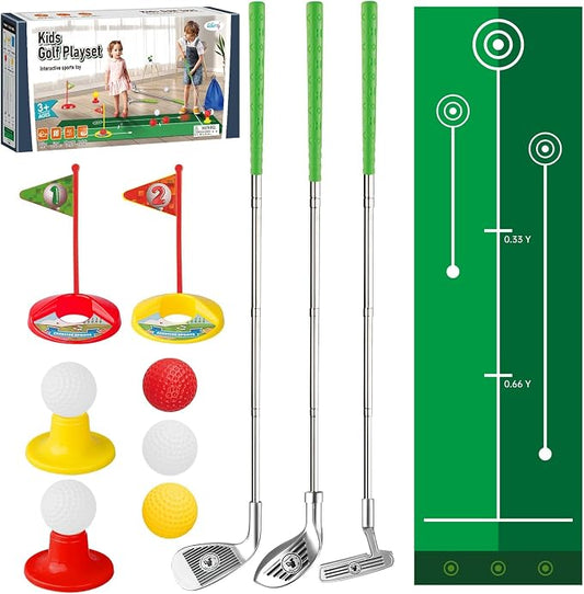 Liberry Toddler Golf Set, Retractable Toy Golf Clubs with Putting Mat & Storage Bag for Kids Ages 3 4 5, Indoor and Outdoor Sports Games Birthday Gift for Boys Girls