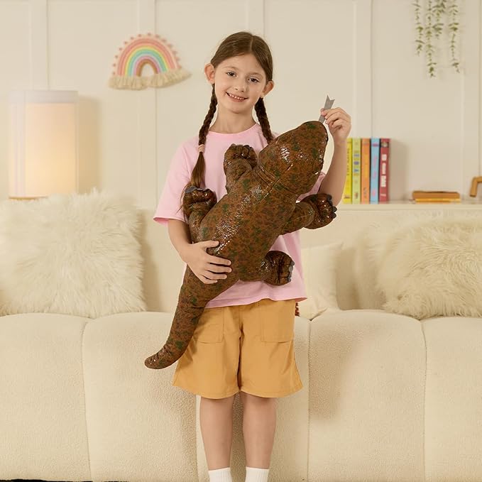 MorisMos Giant Komodo Dragon Stuffed Animal Pillow, 32" Plush Komodo Dragon Toy for Kid Girl Boy Birthday Gift, Realistic Big Monitor Lizard Stuffed Animal,Living Modern-Day Dinosuar Dragon Decoration