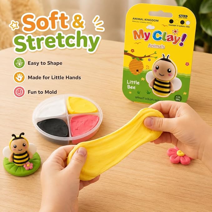 Air Dry Clay Kit, 12 Animals Kingdom Modeling Clay for Kids, DIY Model Magic Clay with Tools&Idea Cards, Soft&Non-Sticky, Safe&Non-Toxic Magic Clays, Creatible Art Crafts Toys Gifts for Boys Girls