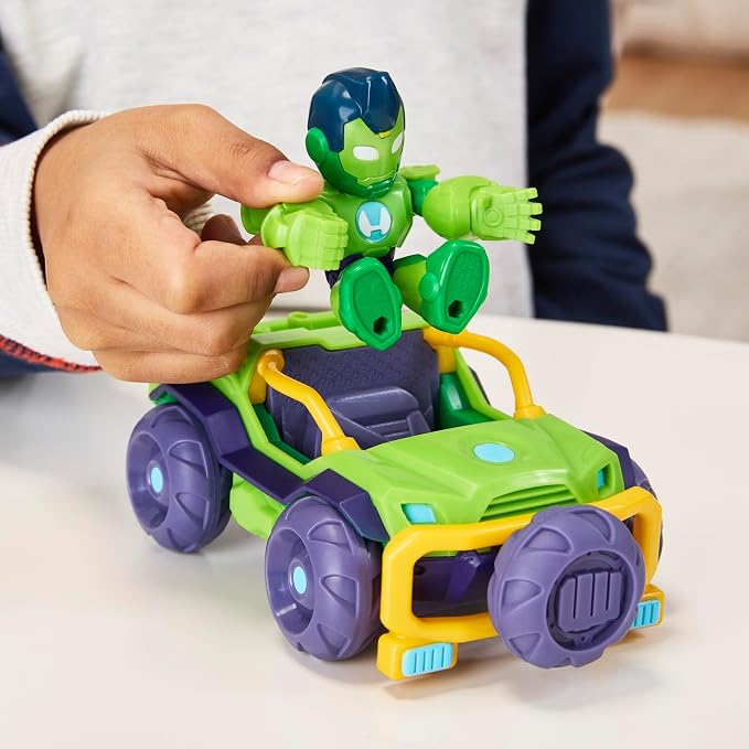 Marvel Iron Man and his Awesome Friends Iron Hulk Iron Racer Action Figure & Toy Vehicle, 3-Inch Super Hero Toys for Kids, Ages 3+