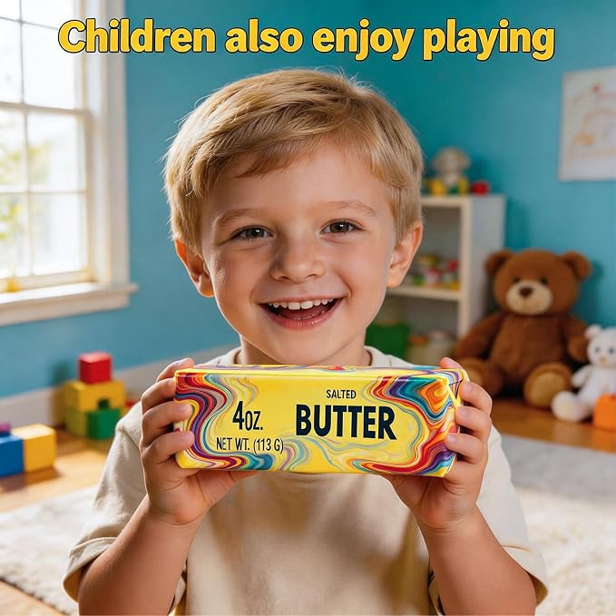 Butter Squeeze Toy 2PCS, Slow Rising Dumpling Squishy Butter Sensory Stress Relief Squishies Soft & Stretchy Fidget Toys for Anxiety Relief Party Favors (Rainbow C)