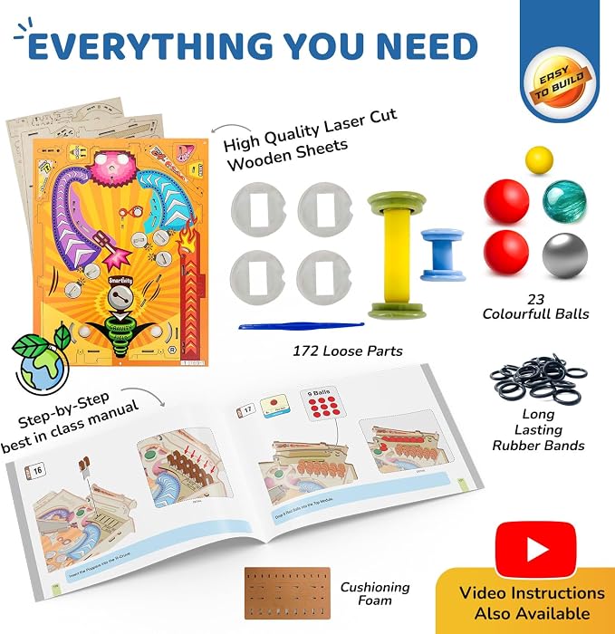 Smartivity DIY Pinball Machine for Kids 8-14 Years Old | Global Award Winning Arcade Game | Build Your Own Pinball I Birthday Gift for Smart Kids | STEM Toy for Boys & Girls