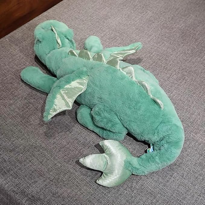 27.6" Green Dragon Stuffed Animal, Small Soft Dinosaur Plush for Kids and Adults, Sturdy Fluffy Plushie Pillow