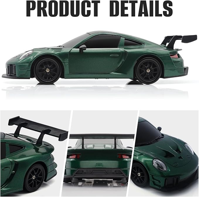 RC Drift Car, 1:24 4WD Remote Control Cars Vehicle with LED Light,2.4GHz 20KM/H High Speed RC Cars with Two Batteries & Drifting Tires Racing Sport Toy for Adults Boys Girls Kids