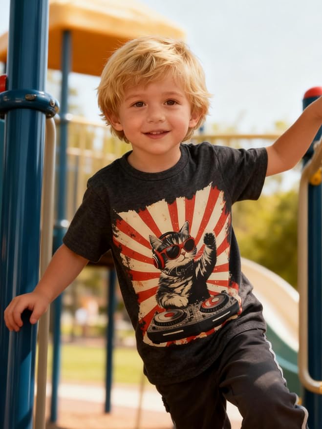 Lovekider Cotton Shirt for 3-6T Boys Truck Dinosaur Toddler Kids T-Shirt Short Sleeve Excavator Construction T-Rex Tee Shirts