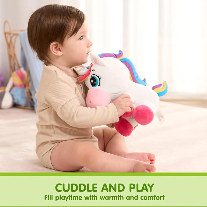 JOYIN Musical Unicorn Plush Baby Toy, Stuffed Animal with Music & Light, Baby Musical Soft Plush Toys for Infant Babies, Easter Birthday Gifts for Boys and Girls 6+ Months