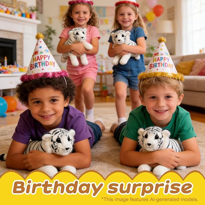 White Tiger Stuffed Animal 15" Giant Stuffed Tiger Plush Jungle Soft Plush Snow Tiger Stuffy Cute Plushie Toys Realistic Deocr Birthday Graduation Gifts for Kids Boys