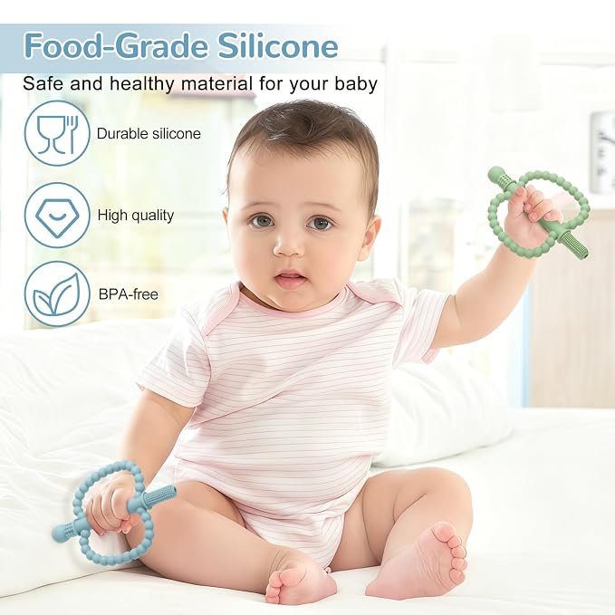 Baby Teething Toys for Babies 0-36 Months – Anti-Choking Design, Teething Relief for Straws Sticks, Chew Straw Sensory Toy for Infant Toddlers Silicone teether Tubes