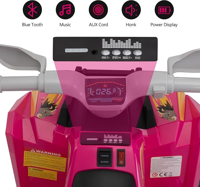 TOBBI 6V Electric Kids Ride On Toy Car with Trailer, Toddler 4 Wheeler Powered Vehicle to Drive with Music/Battery Volume Display for Children Age 3-6 -Rose Red