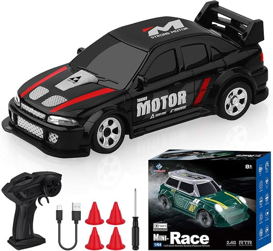 Desktop Drift Car,1:64 Remote Control Car, RC Cars with LED Lights, Mini RC Drift Car for Race, for Boys Kids Adults