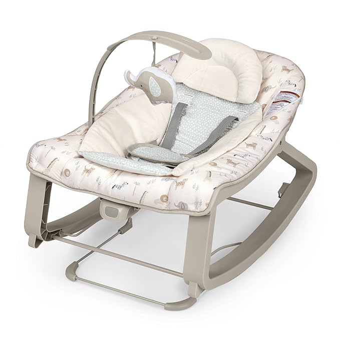 Ingenuity Keep Cozy 3-in-1 Grow with Me Vibrating Baby Bouncer, Green | Seat & Infant to Toddler Rocker, Vibrations & Toy Bar, 0-30 Months, Up to 40 lbs