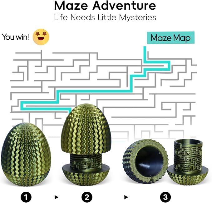 Money Puzzle Box for Cash Gift Card Holder - Reusable Secret Safe with 4 Unique Maze Egg Designs, 3D Printed Brain Teaser Game for Teens Adults, Easter Birthday Christmas Stocking Stuffer