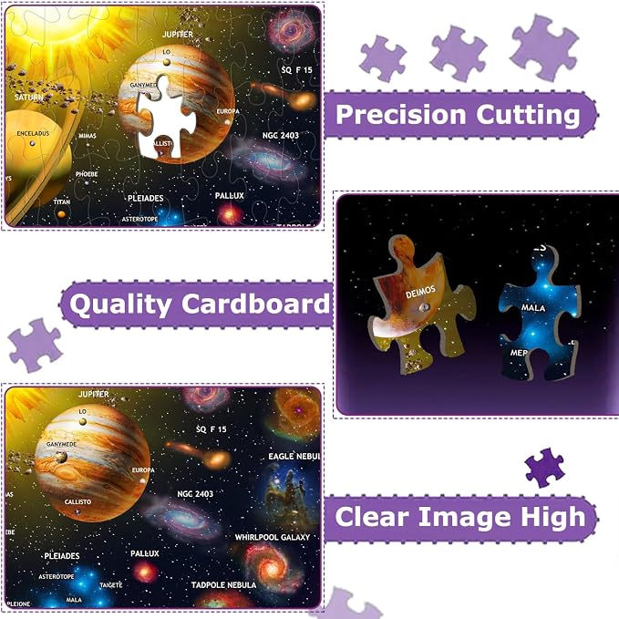 Puzzles for Kids Ages 6-8 and 8-10, 200 Piece Solar System Planets Learning Educational Jigsaw Puzzles, Educational Learning Toy for Boys and Girls
