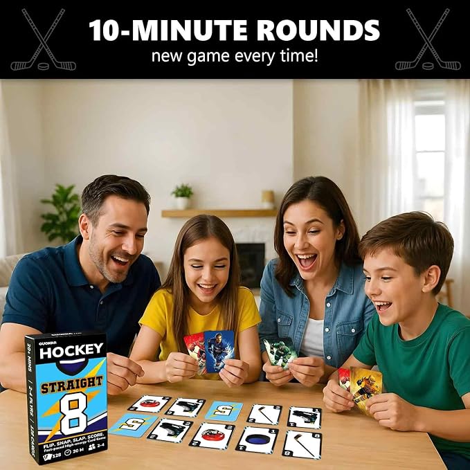 Quokka Hockey Fast-Paced Card Game for Kids & Adults – 128 Cards & Easy Rules – Quick & Fun Matching Game – 2-4 Players – Ages 8+ – Perfect for Family Games Night, Travel and Parties