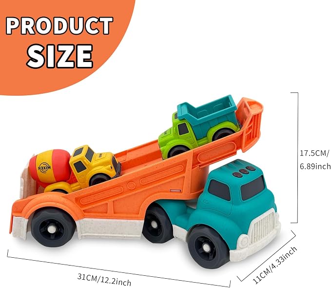 Aigitoy 3 in 1 Toddlers Truck Toys for 1 2 3 4 Year Old, Truck Set Includes Dump Truck, Mixer Cement, No BPA, Phthalates, PVC, Birthday Xmas Gifts for Toddlers,Outdoor Toys for Kids