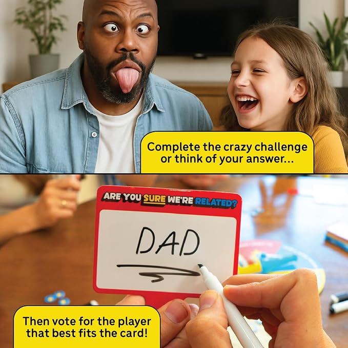 Lucky Egg are You Sure We’re Related? – Hilarious Family Games for Kids and Adults | Board Game with 200 Cards, Paddles & Spinner | Party Games for Family Game Night for 8+ | 2–8 Players