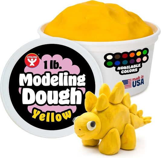 Hygloss Play Modeling Dough for Kids – Safe & Non-Toxic Sensory Dough for Arts and Crafts – 1 lb Tub – Play Clay for Toddler Activities, Preschool Classroom Must-Haves – Yellow Color, Unscented