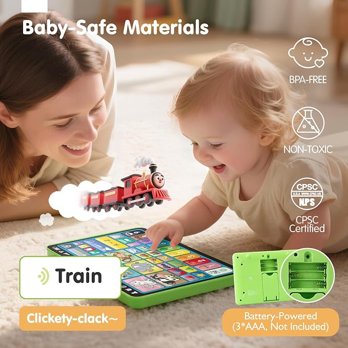 hahaland 5-Language Learning Tablet for Toddlers 1-3 – New Version Educational Toy with Sounds & Speech Therapy – Early Development Easter Gifts for Boys, Girls, Baby, Toddler, Ages 1 2 3
