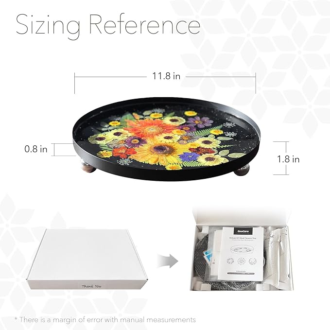Auraeve All-in-One Resin Tray Craft Kit for Adults, Black-Pro, 11.8" | 54Pcs Real Flowers, 13.5OZ Epoxy Resin, Metal Tray, Gift for Craft Lovers, Create a Unique Trinket Organizer, Décor