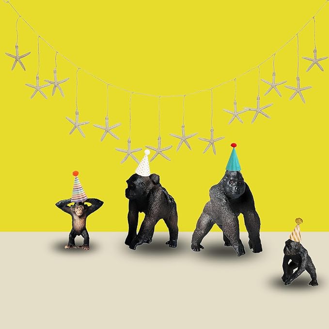 Gemini&Genius Gorilla Toys, Safari Animal Toys Gorilla Family Figurines, Wildlife World Action Figure, Backyards Garden Flowerpot Room Decoration, Cup Cake Toppers for Ages 3 Years Old & Up Kids