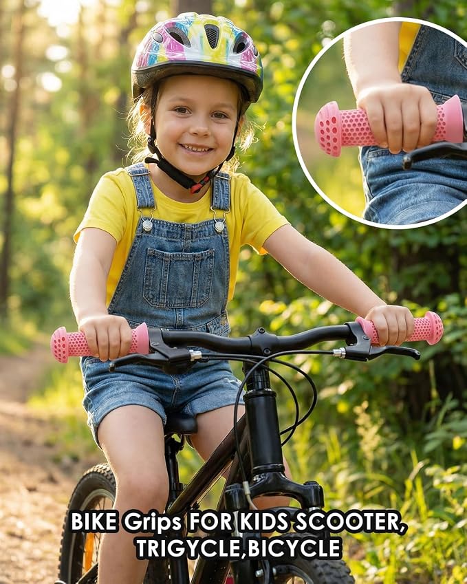 100mm Kids Bike Grips - Bicycle Handlebar Grips with Mushroom Pattern for Kick Scooters, Balance Bikes, and Bikes