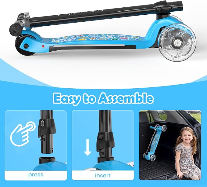 TONBUX Kids Scooter for Ages 3-8: 3-Wheel Kick Scooter with LED Light-Up Wheels & Deck, 7 Lighting Modes, 4 Adjustable Heights, Metal-Reinforced Deck, Lean-to-Steer Balance Training Toddler Scooter