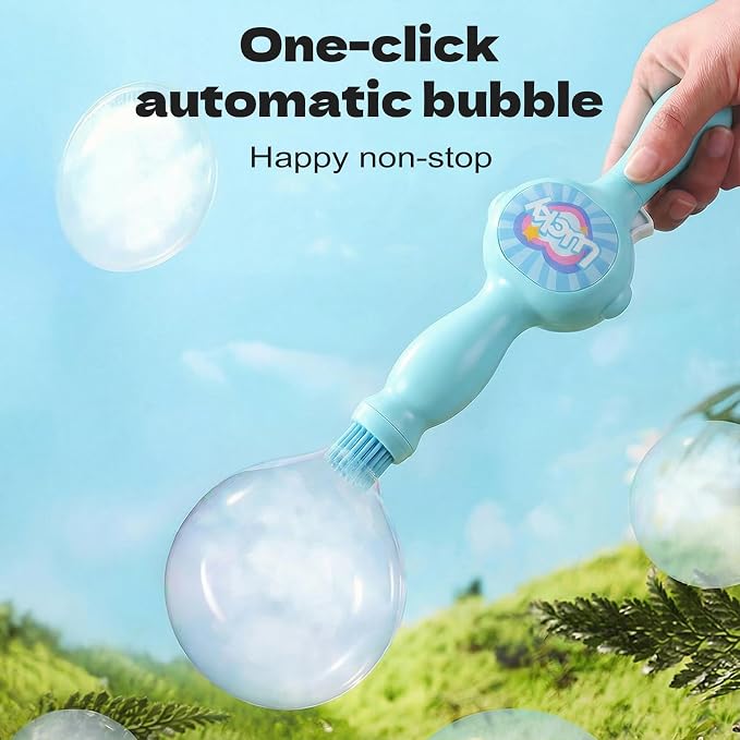 2026 New Fog Bubble Machine, Rechargeable Automatic Electric Smoke Bubble Machine, Magic Smoke Bubble Maker, Colorful Lights & Music, Bubble Fog Game for Parties, Beaches, Summer (Blue)