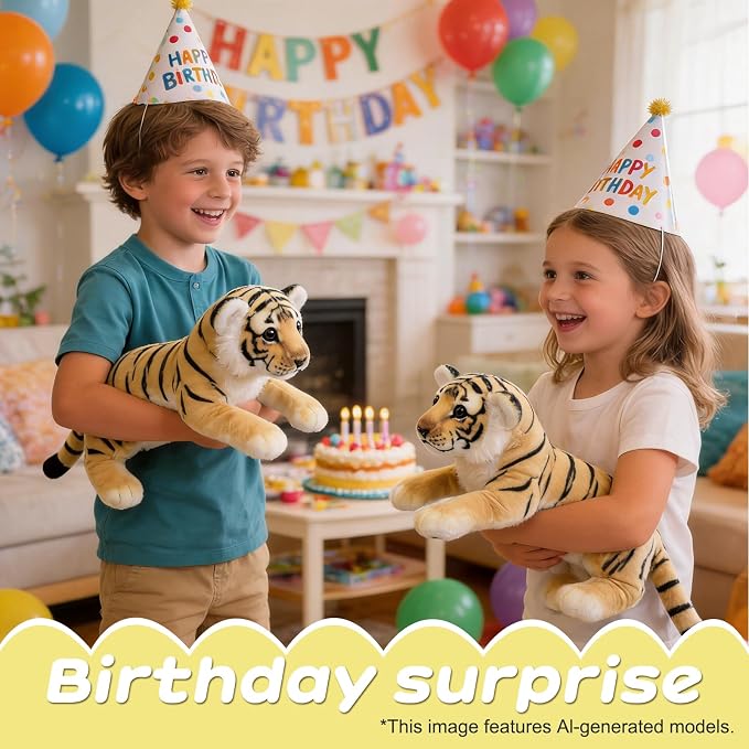 Tiger Stuffed Animals, 19" Large Stuffed Tiger Plush Toys Safari Cute Realistic Tiger Stuffy Soft Pillow Jungle Birthday Graduation Gifts for Kids Boys Girls