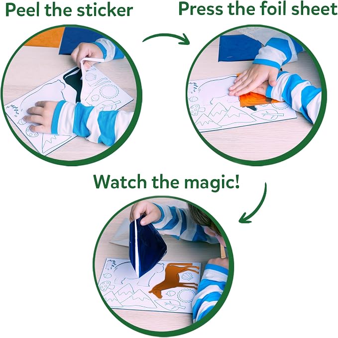Skillmatics Foil Fun - Animals, No Mess Art for Kids, Travel Toys, Craft Kits, DIY Creative Activity, Screen-Free Entertainment, Gifts for Boys & Girls Ages 4, 5, 6, 7, 8, 9