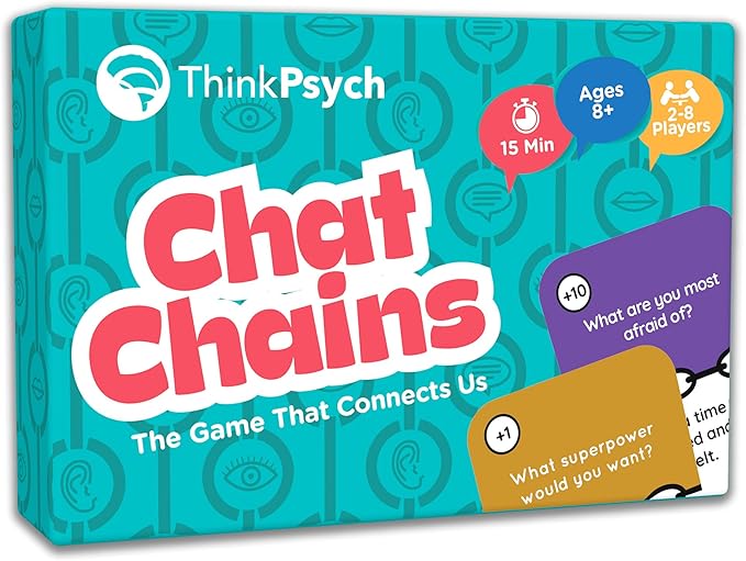 ThinkPsych Chat Chains - The Game that Connects Us | Social Skills Games | Therapy Games for Teens and Kids | Ages 8-99 | Therapy Conversation Cards | 15 Mins Playtime
