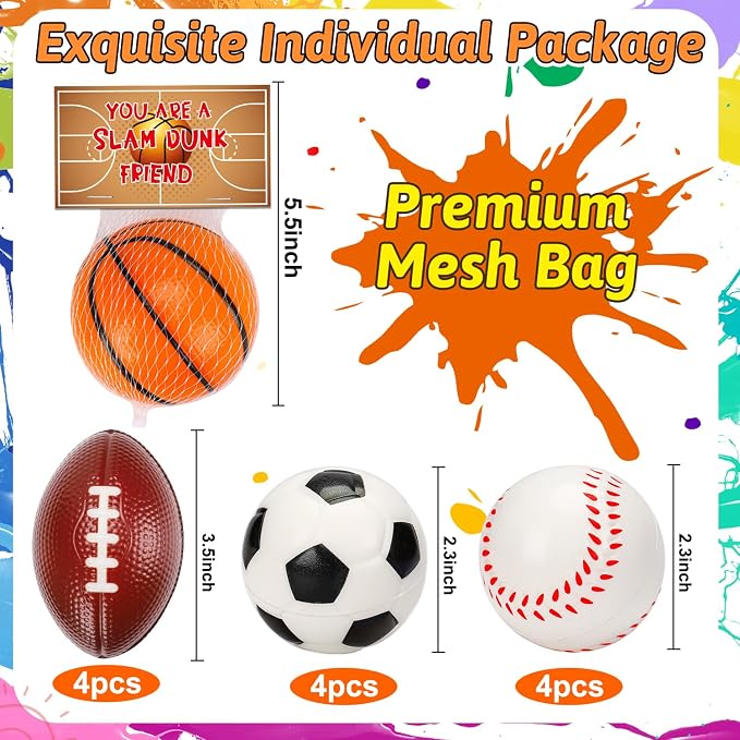 16PCS Stress Balls Party Favor for Kids 8-12 Soccer Goodie Bag Stuffers Squeeze Toys Classroom Prizes for Kids Pinata Stuffers Boys Birthday Gifts Sport World Cup Party Foam Carnival Bulk Toys