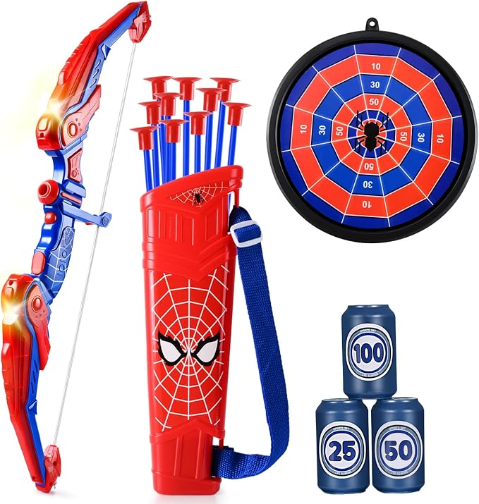 Bow and Arrow for Kids,LED Light Up Archery Set with 10 Suction Cup Arrows, 1Target, 3 Score Targets & 1 Quiver- Indoor Outdoor Sport Gifts for Boys Girls Ages 4 5 6 7 8 9 10 11 12