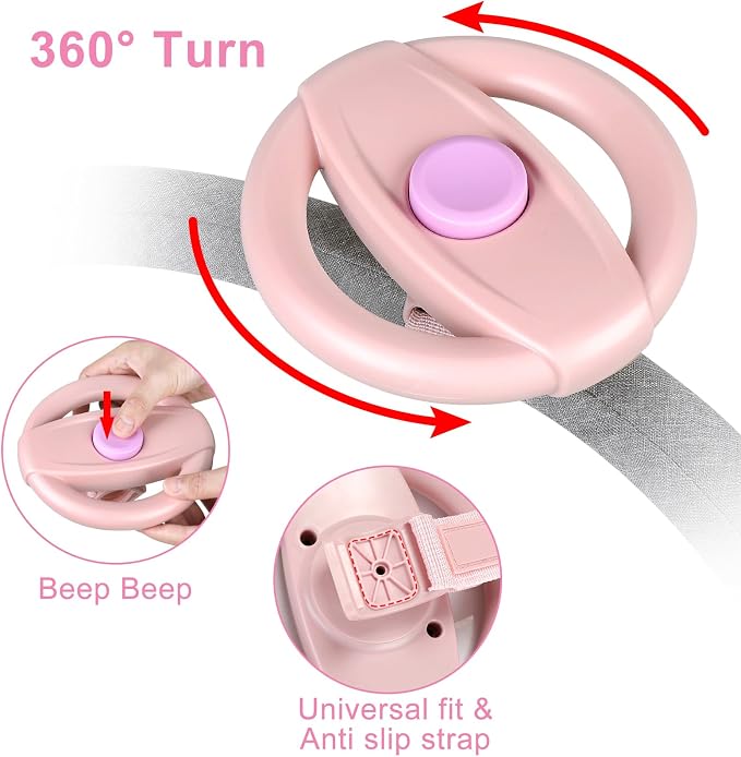 Accmor Stroller Steering Wheel Toy, Simulated Steering Wheel for Stroller Shopping Carts Cart Universal Detachable Pretend Driving Funny Toy Attachment