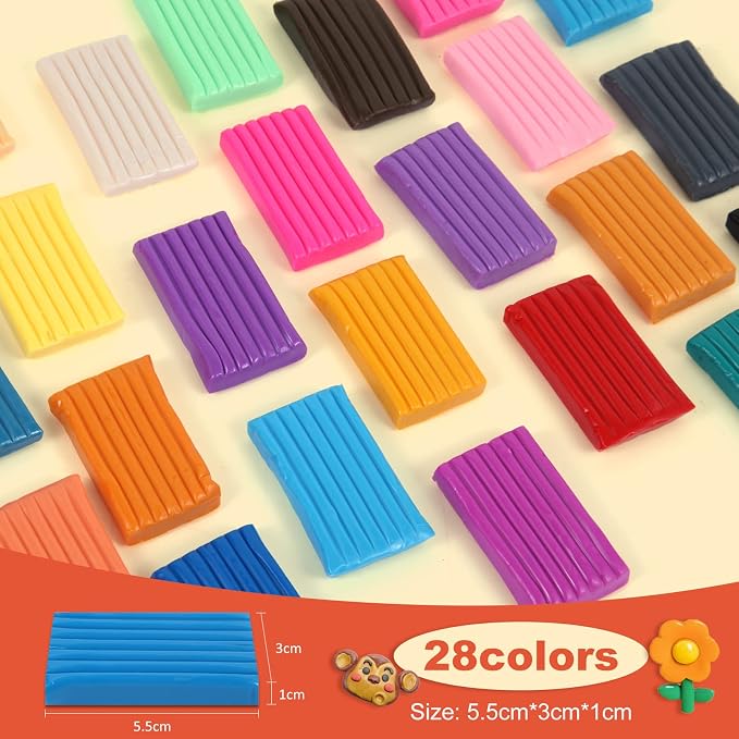 CiaraQ 28-Color Polymer Clay Oven Bake Modeling Kit for Kids & Artists | Non-sticky & non-toxic. 1.7 lb. With sculpting tools. Classroom & Home Use. Fun gift for Kids & artists. Ages 4+.