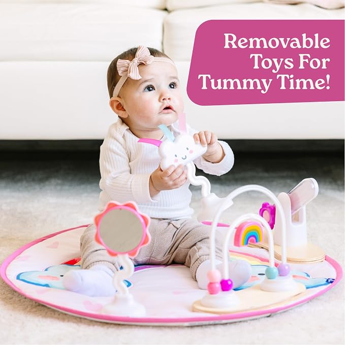 Little Acorn, 4-in-1 Baby Activity Center | Montessori-Inspired Design | 8 Interactive Toys | Tummy Time, Exersaucer & Toddler Table | Shower Gift | Essential (Rainbow)