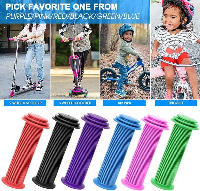 Kids Bike Grips - 105mm Bicycle Handlebar Grips With Mushroom Pattern for Bikes, Balance Bikes, and Kick Scooters