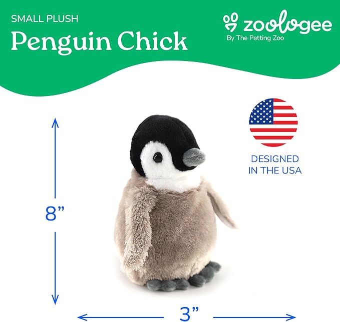 The Petting Zoo Penguin Chick Stuffed Animal Plushie, Gifts for Kids, Scoopz Animals, Penguin Chick Plush Toy, 8 inches
