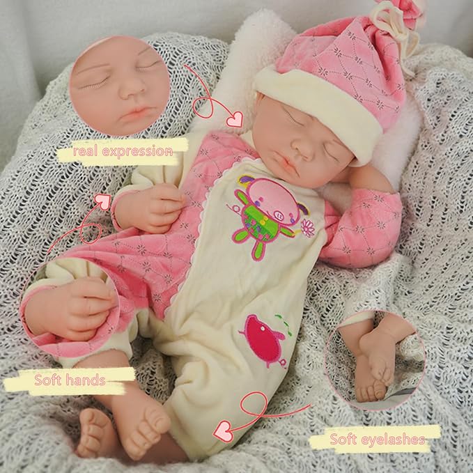 Girl 18.5 Inch, Reborn Baby Dolls Silicone Full Body, Full Silicone Baby Doll, Realistic Baby Dolls, Newborn, Not Vinyl, with Gift Box