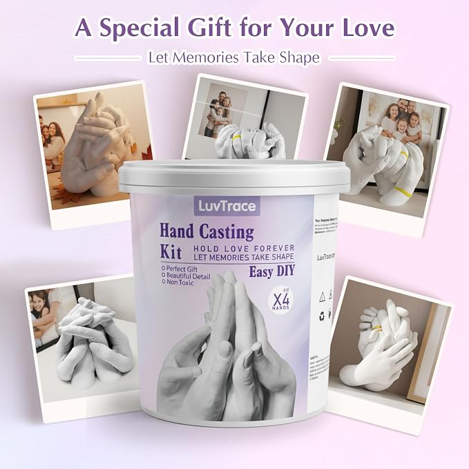 LUVTRACE Hand Casting Kit fot Family&Couples Easy DIY Plaster Mold Kit Practice Kit, Romantic Keepsake Gift for Anniversary, Wedding, Birthday, Valentine’s Day,Non-Toxic,Safe for Adults