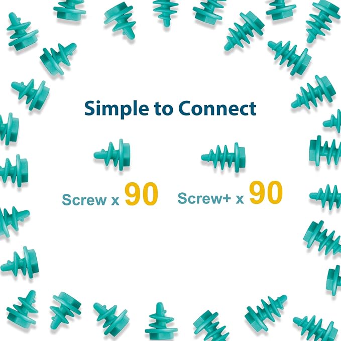 Kizzikids Screws Kit Top-up 180 Piece, Cardboard Construction Tools, STEM Educational Toys for at-Home Play + Classroom Learning, Mix Kit for Boys and Girls Aged 5+ (Blue)
