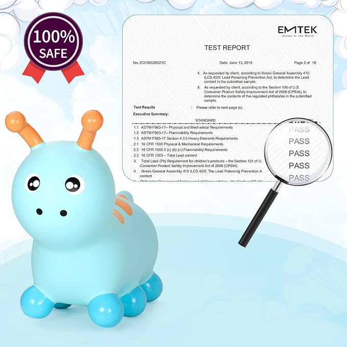 INPANY Bouncy Caterpillar Horse Hopper for Toddlers - Kids Inflatable Bouncing Horse Hopper, Ride on Animal Toys, Birthday Gift for 2 3 4 Year Old Boy Girl