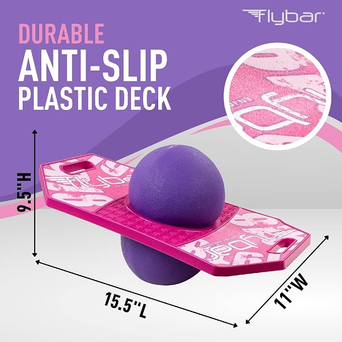Flybar LED Pogo Trick Ball for Kids Balance Bounce Board w/Anti-Slip Deck