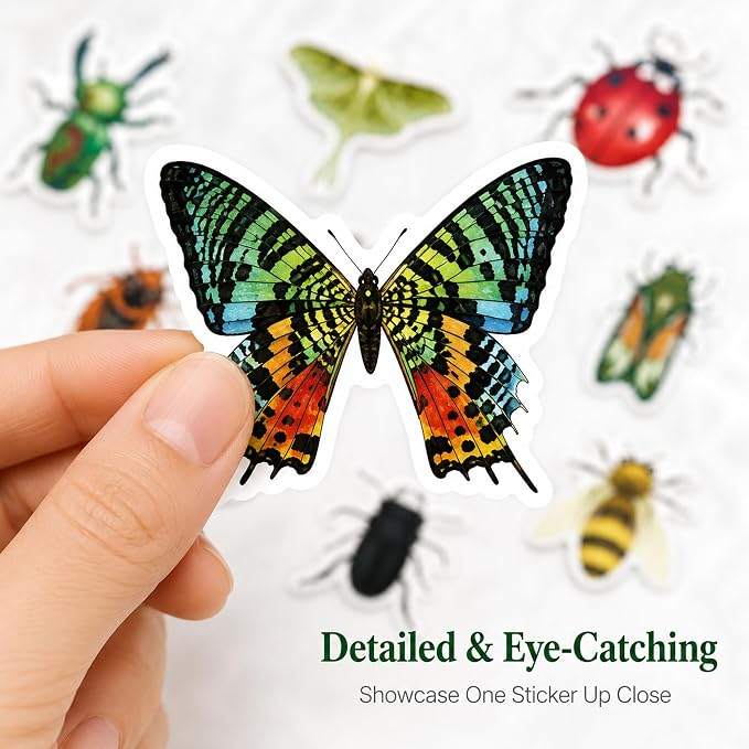 QTL Cute Insects Stickers for Teens Student, Bug Party Supplies, Waterproof Vinyl Stickers for Water Bottle Laptop, 110 Pcs